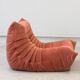 Coral corduroy Togo living room set by Michel Ducaroy for Ligne Roset, 1979, set of 5