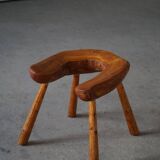 Wabi Sabi stool in solid pine, handmade by a Swedish carpenter, 1950s.