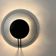 Vintage round wall light, grey and black metal, Italy 1970.