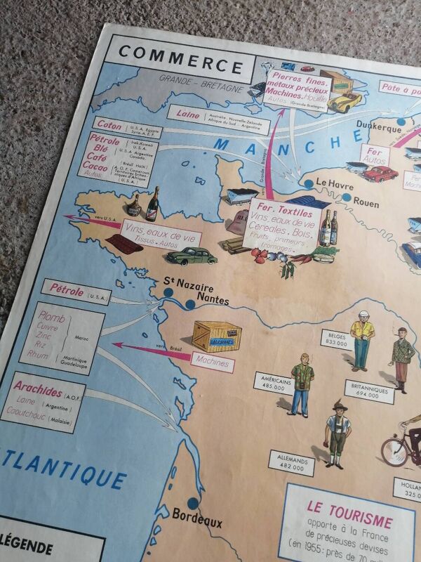 Carte scolaire vintage mdi France ''Commerce et habillement