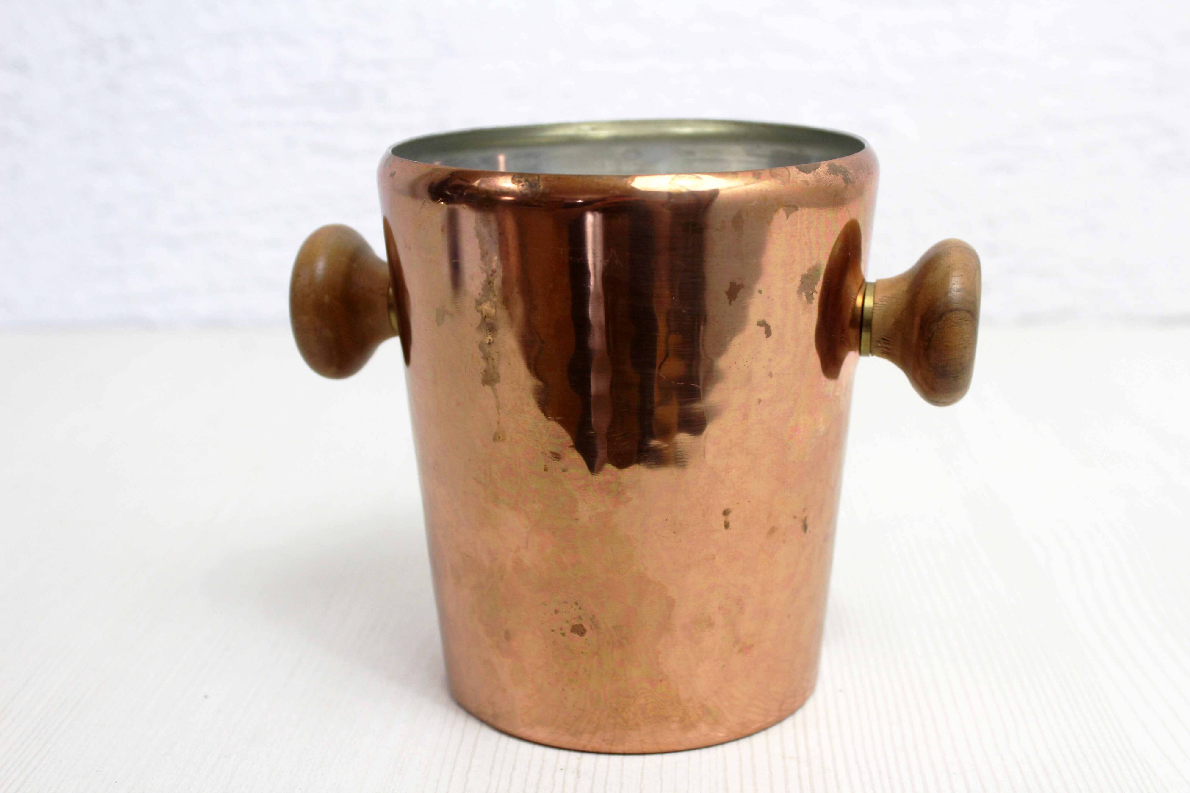 Small copper and teak ice bucket