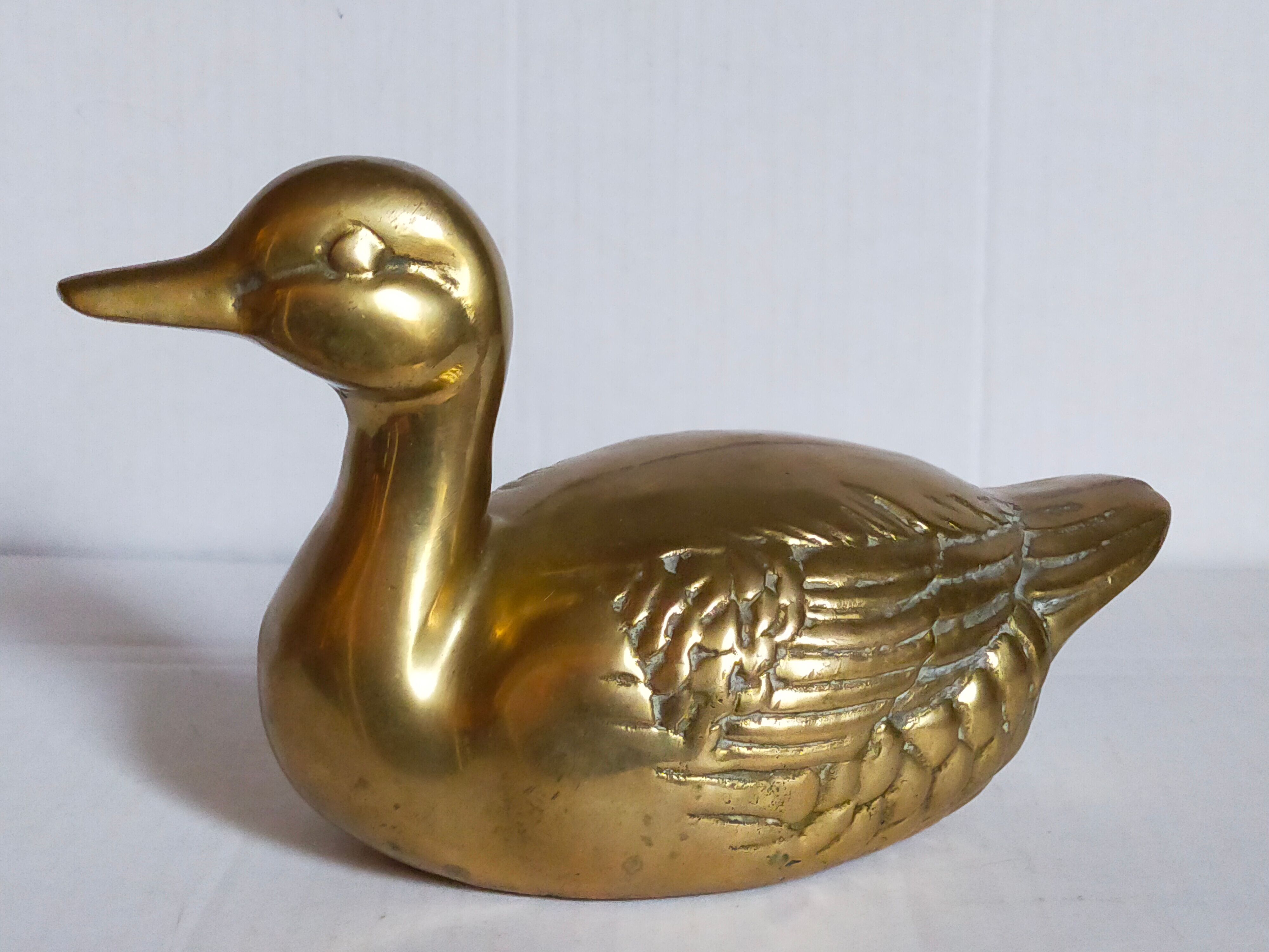 Vintage solid brass duck