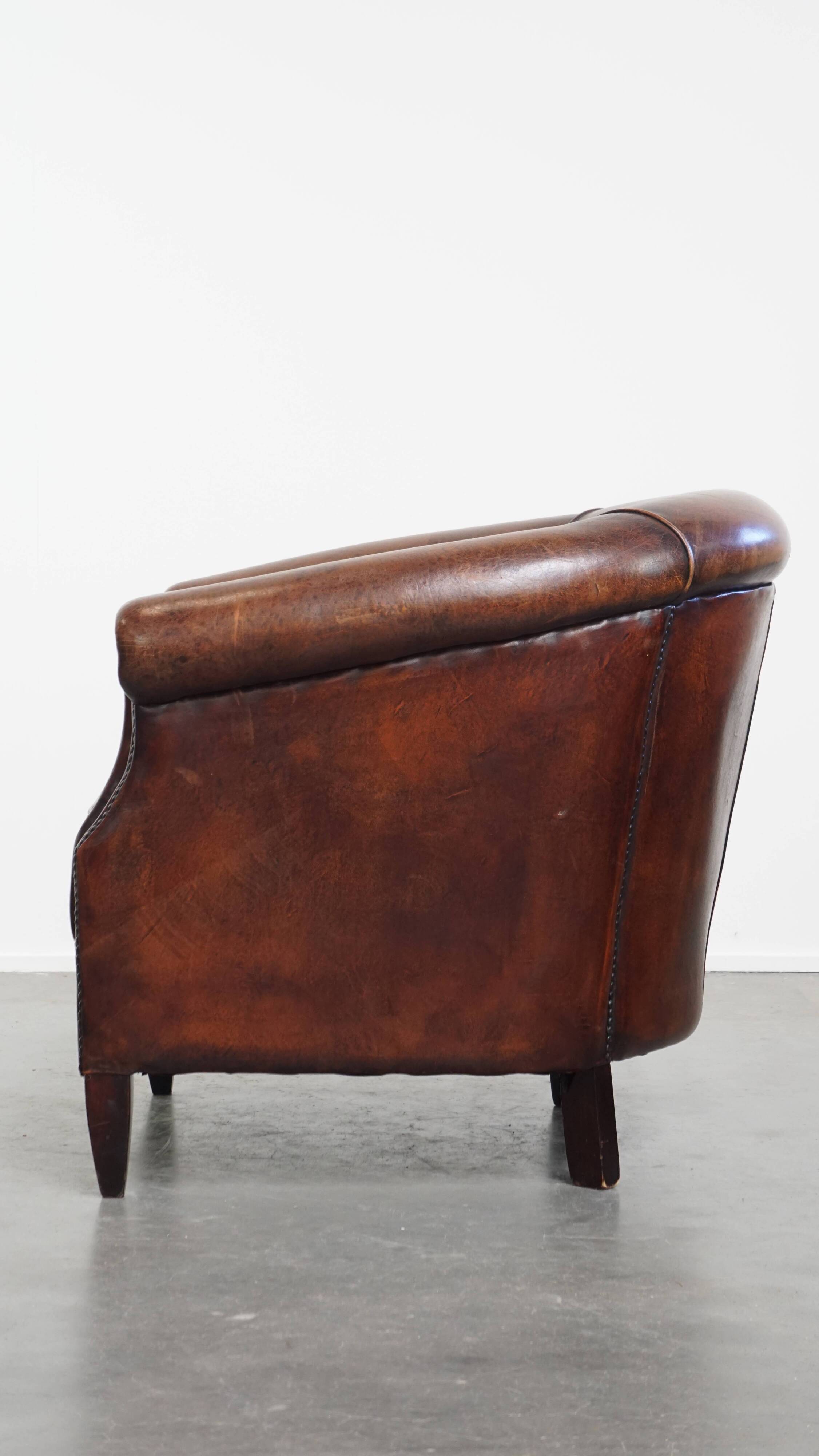 Club chair made of sheepskin leather