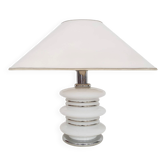 Lampe de table en chrome blanc et opale par Leclaire et Schafer, Allemagne, années 1970.