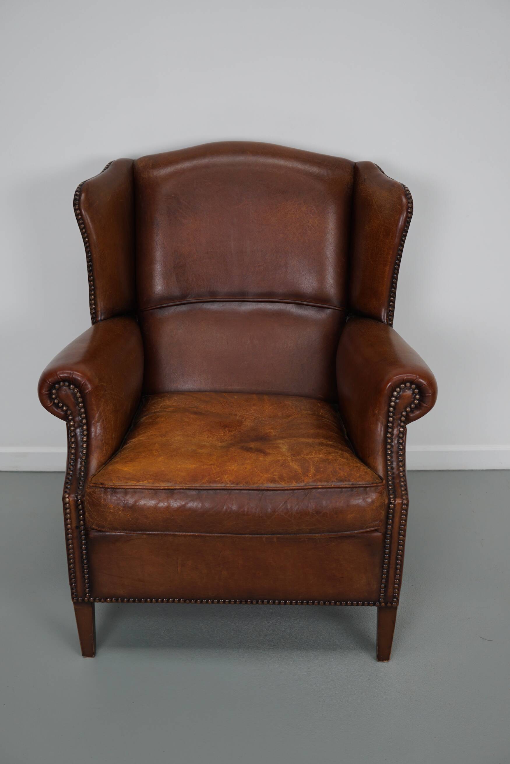 Vintage Dutch Cognac Colored Leather Club Chair