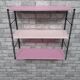 Pink metal string shelf, 2 tones, black uprights. 47x49x16 t1960 70.