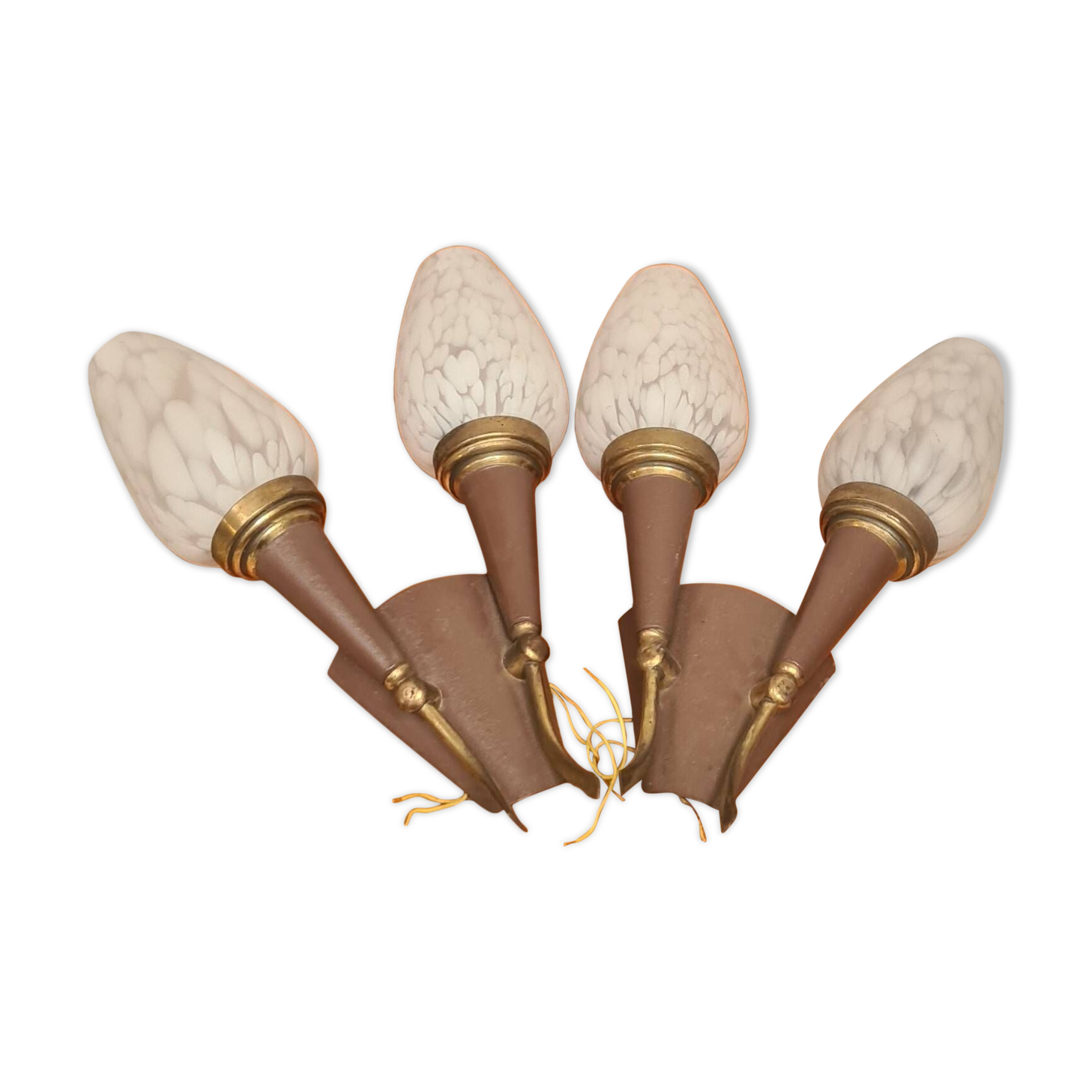 pair of wall lights 1950 to 60 with clichy tulip 27x18