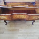 Commode scriban de style louis XVI en marqueterie incrustée