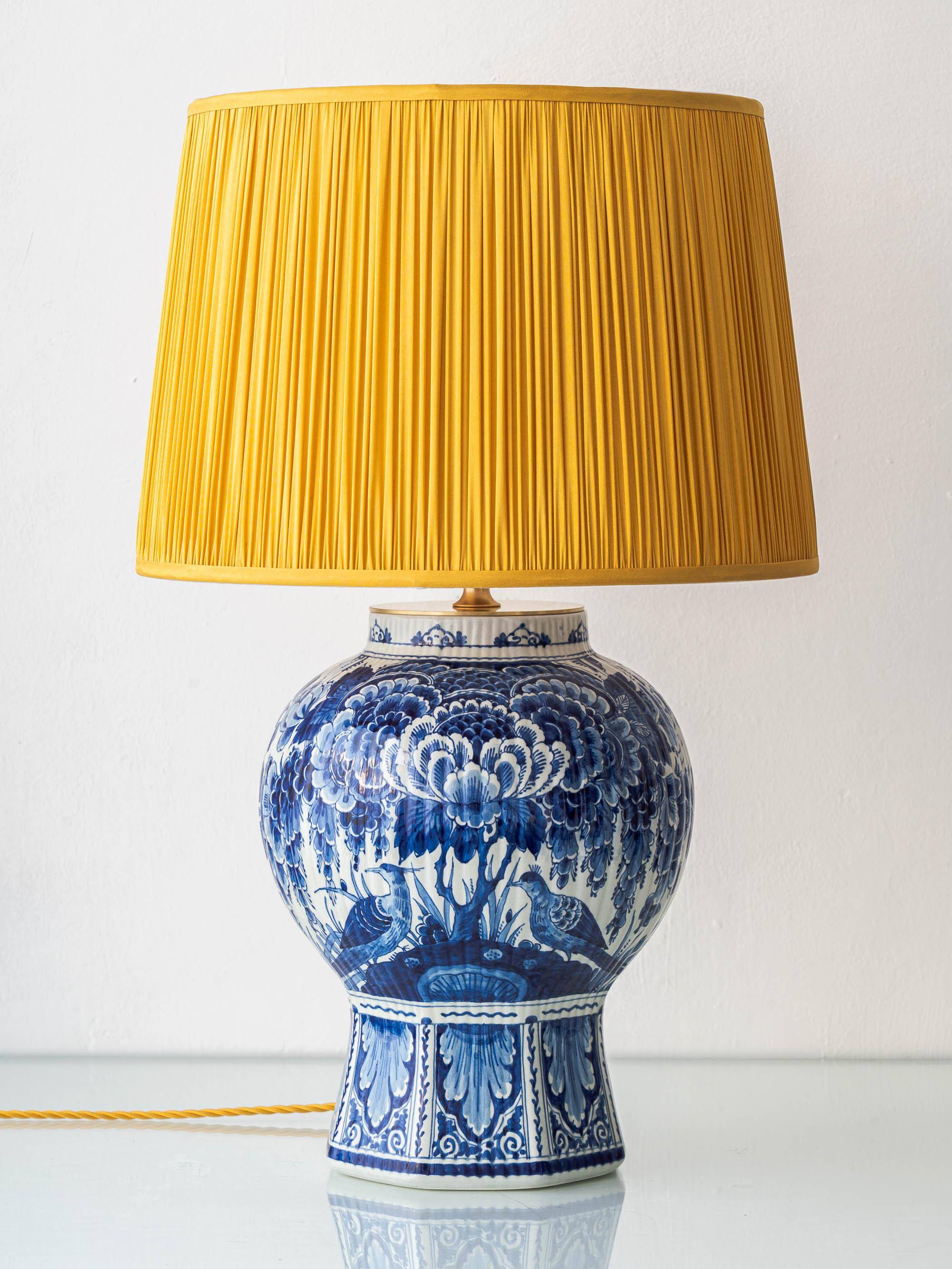 Large Royal Delft ceramic table lamp hand-painted for the 300th anniversary, 1953.