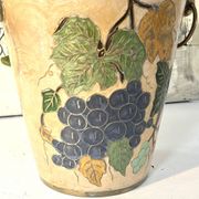 French vintage cloisonne champagne bucket with grape and vine design