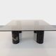 Vintage Italian square marble and glass coffee table from the 70s