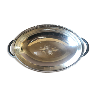 Art Deco silver metal serving dish