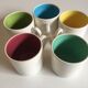 Service cups salt coffee end of late 1960s white double colors