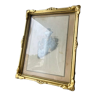 Antique  Frame gilded wood measurements 22 cm x 17  cm Convex Glass