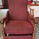 Louis XV style velvet and cherry wood reclining armchair