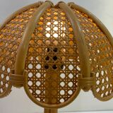 Vintage table lamp rattan and wicker 1970