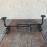 Old pair of twisted wrought iron andirons