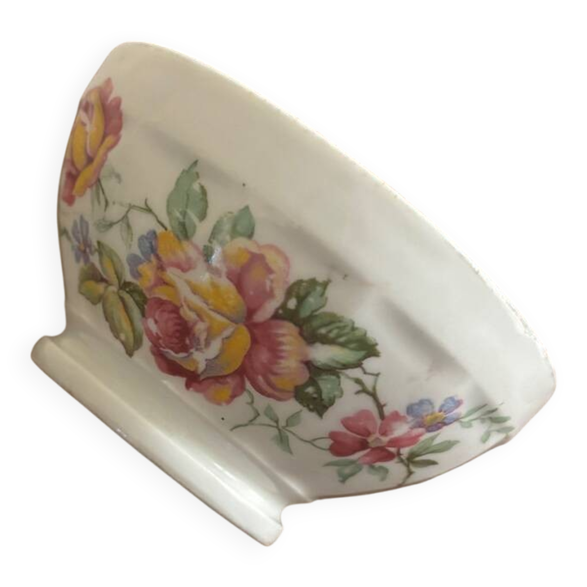 Vintage small antique bowl with floral decoration.