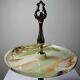 Rare display stand in green onyx and silver metal, Italy, vintage.