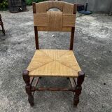 Set of 6 chairs and 2 armchairs, Brutalist style, 1950s