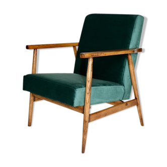 Fauteuils en velours vert bouteille des années 70