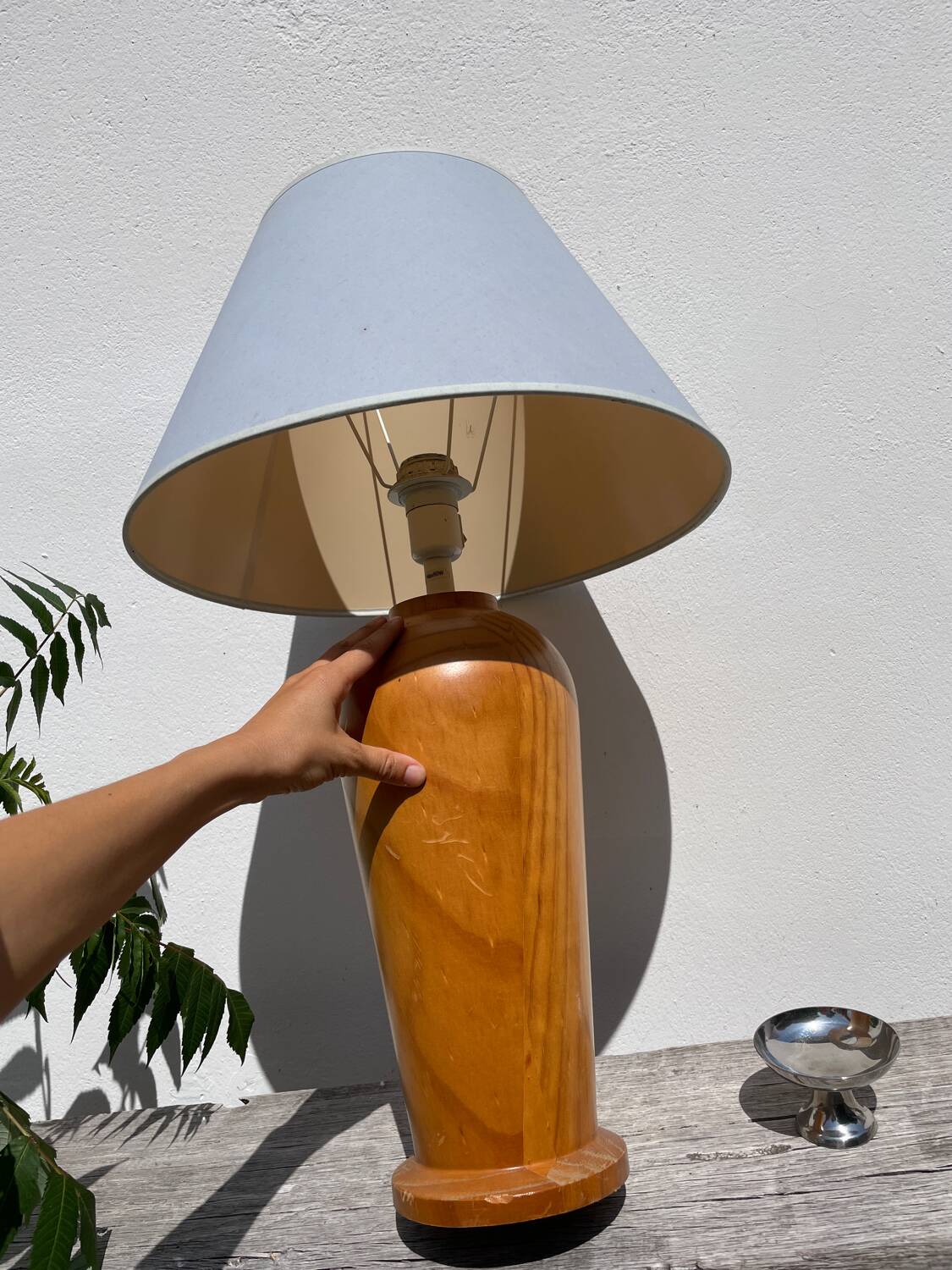 Large wooden lamp from IKEA, vintage design, 1980s