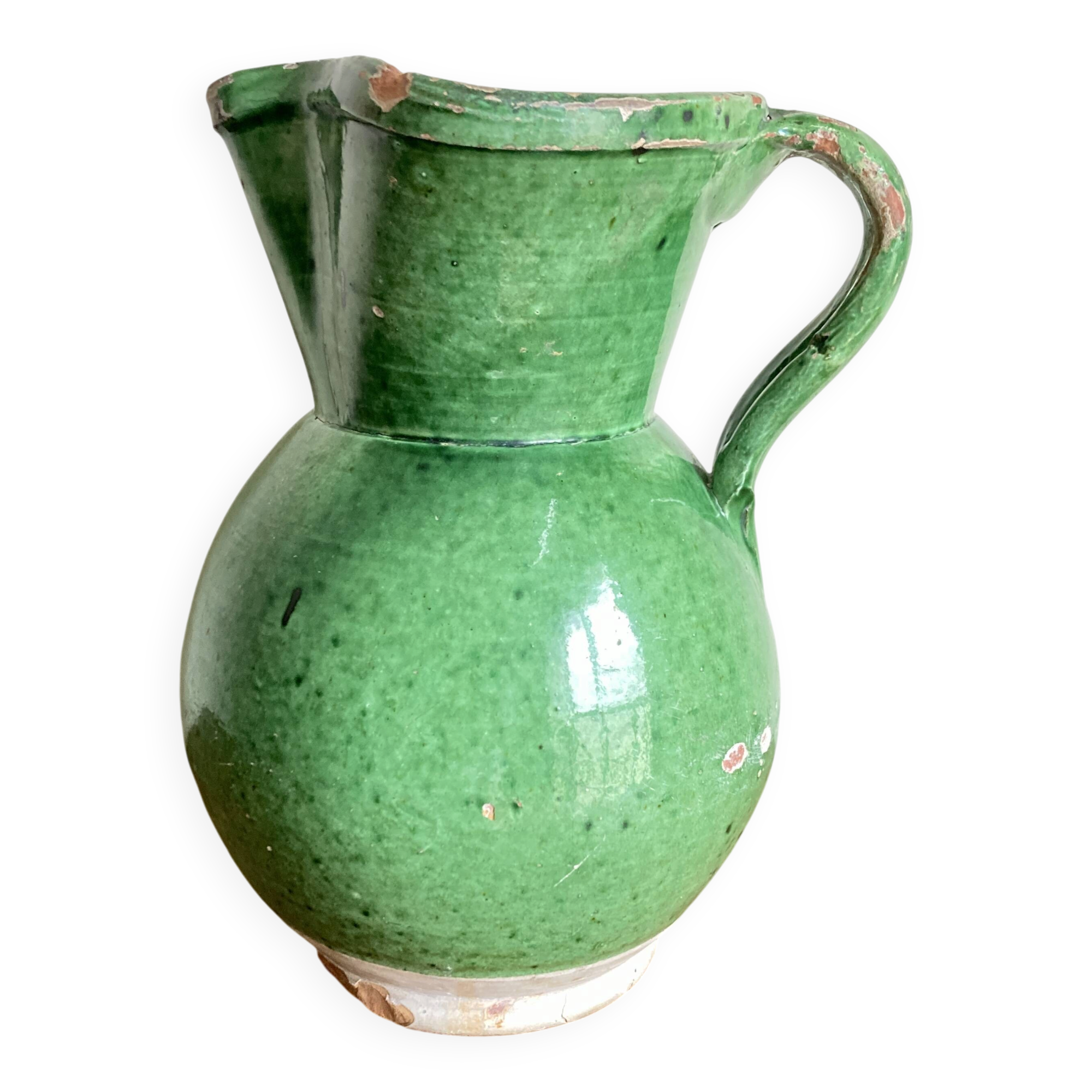 Vase pitcher Sicily Italy in glazed earthenware folk art 1950