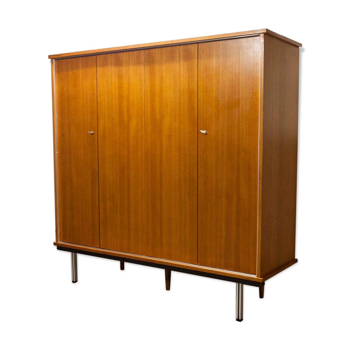 Wardrobe 1970 teak 4 doors half wardrobe half shelf 182 cm