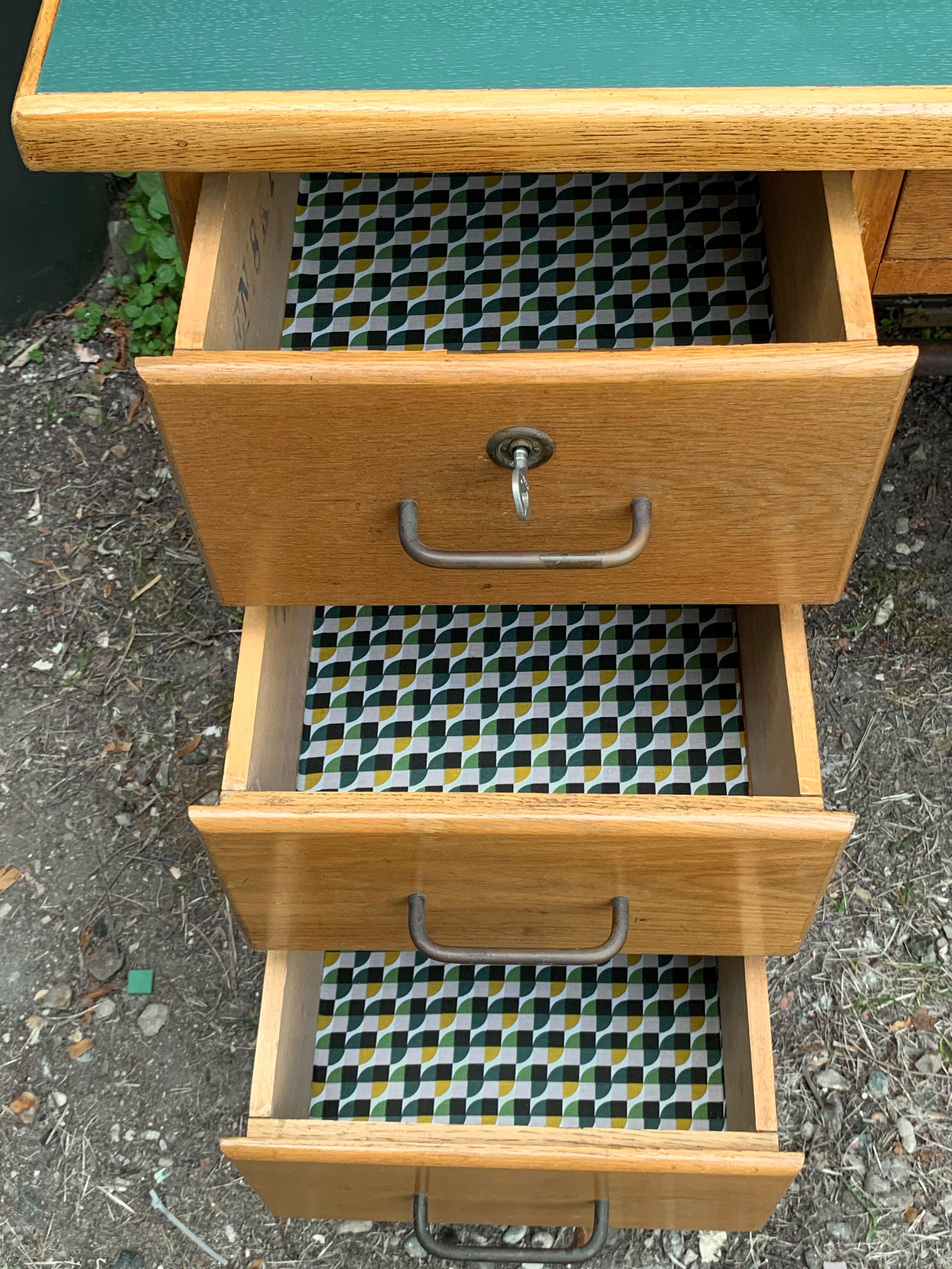 1950s schoolmaster's desk in solid oak