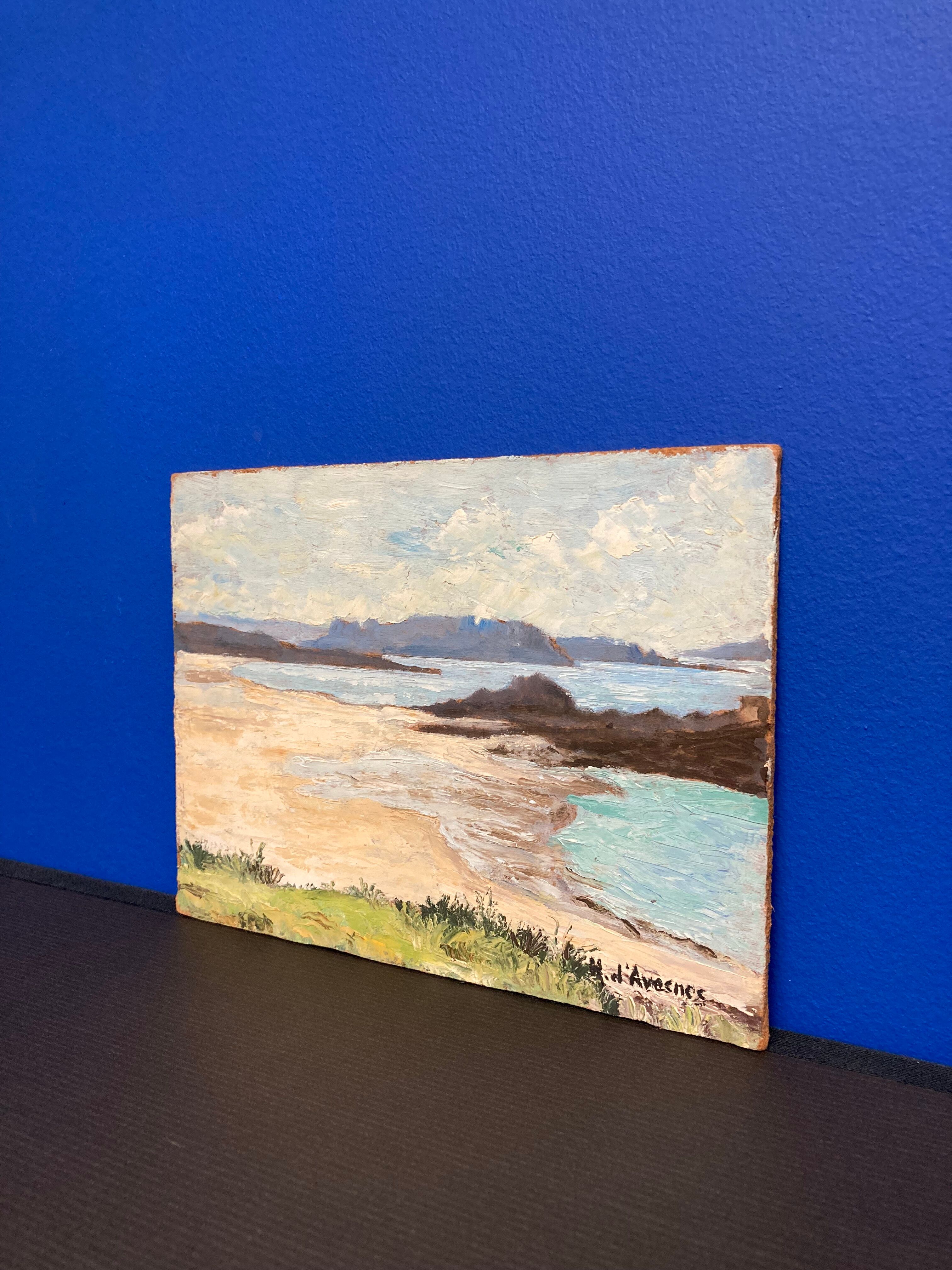 Peinture bord de mer vintage