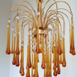 Orange water drop chandelier 70s