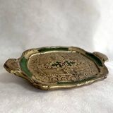 Petit plateau florentin vintage vert et or