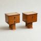 Ensemble de tables de nuit Art Déco scandinaves en bouleau des années 50.