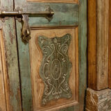 Indian gate yellow green sculptee old teck origin patina