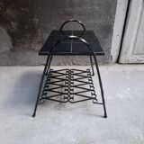 Wrought iron and earthenware side table