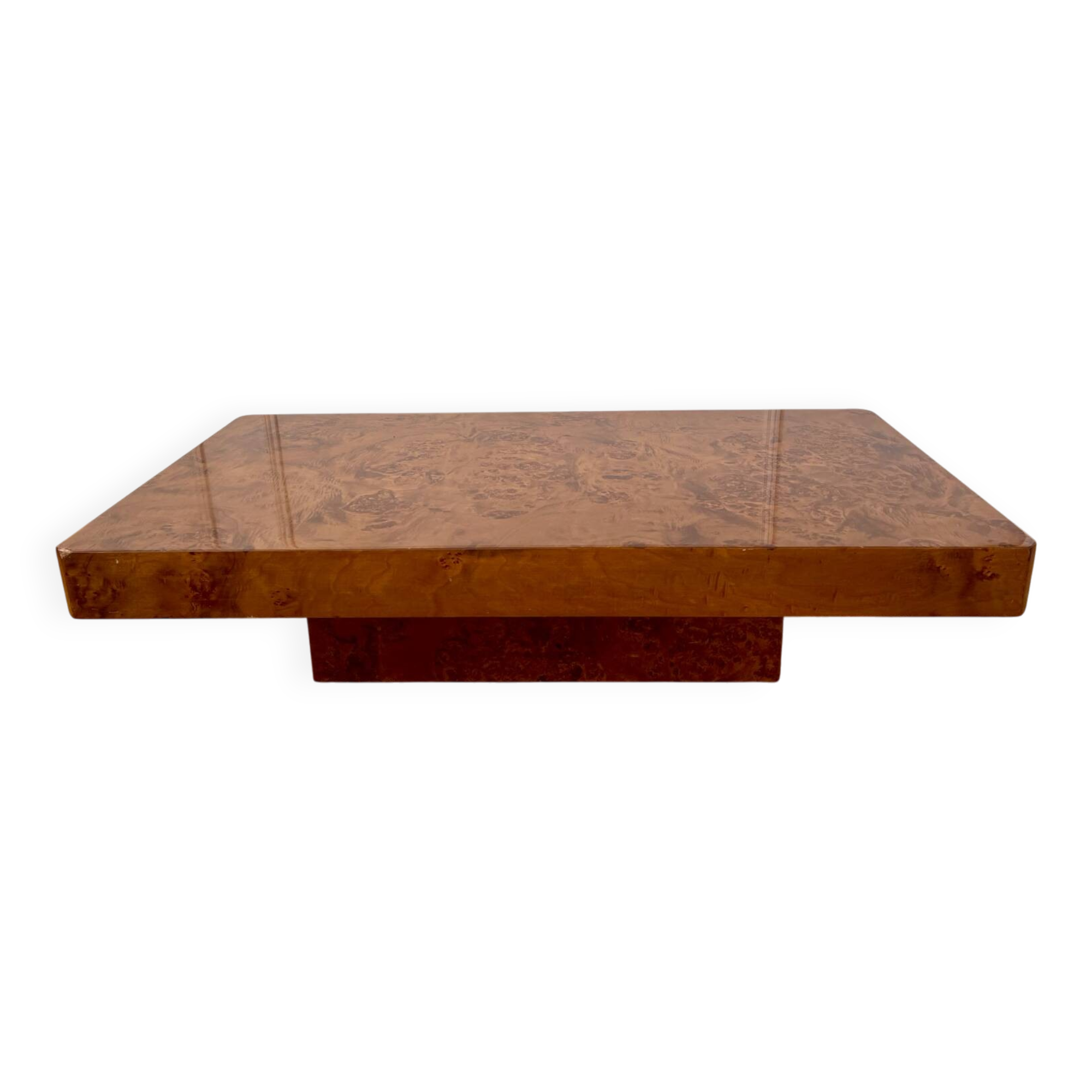 Table basse vintage en loupe d’orme