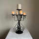 Vintage Brutalist large black wrought iron candelabra