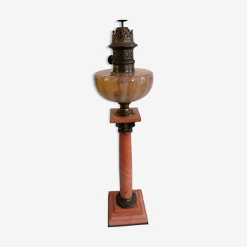 Bronze and pink marble oil lamp