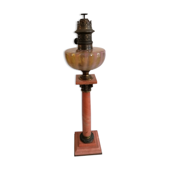 Bronze and pink marble oil lamp