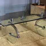 Table basse en verre & roues