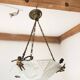 Art Deco Chandelier/Ceiling Light/Cast Glass Pyramid Shape & Angelo Frame
