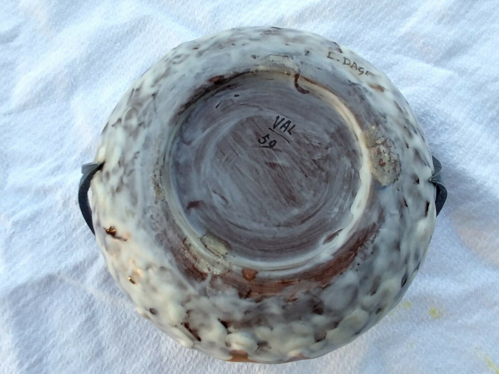 Art Deco ceramic vase wrought iron frame with lemon tree decoration L Date