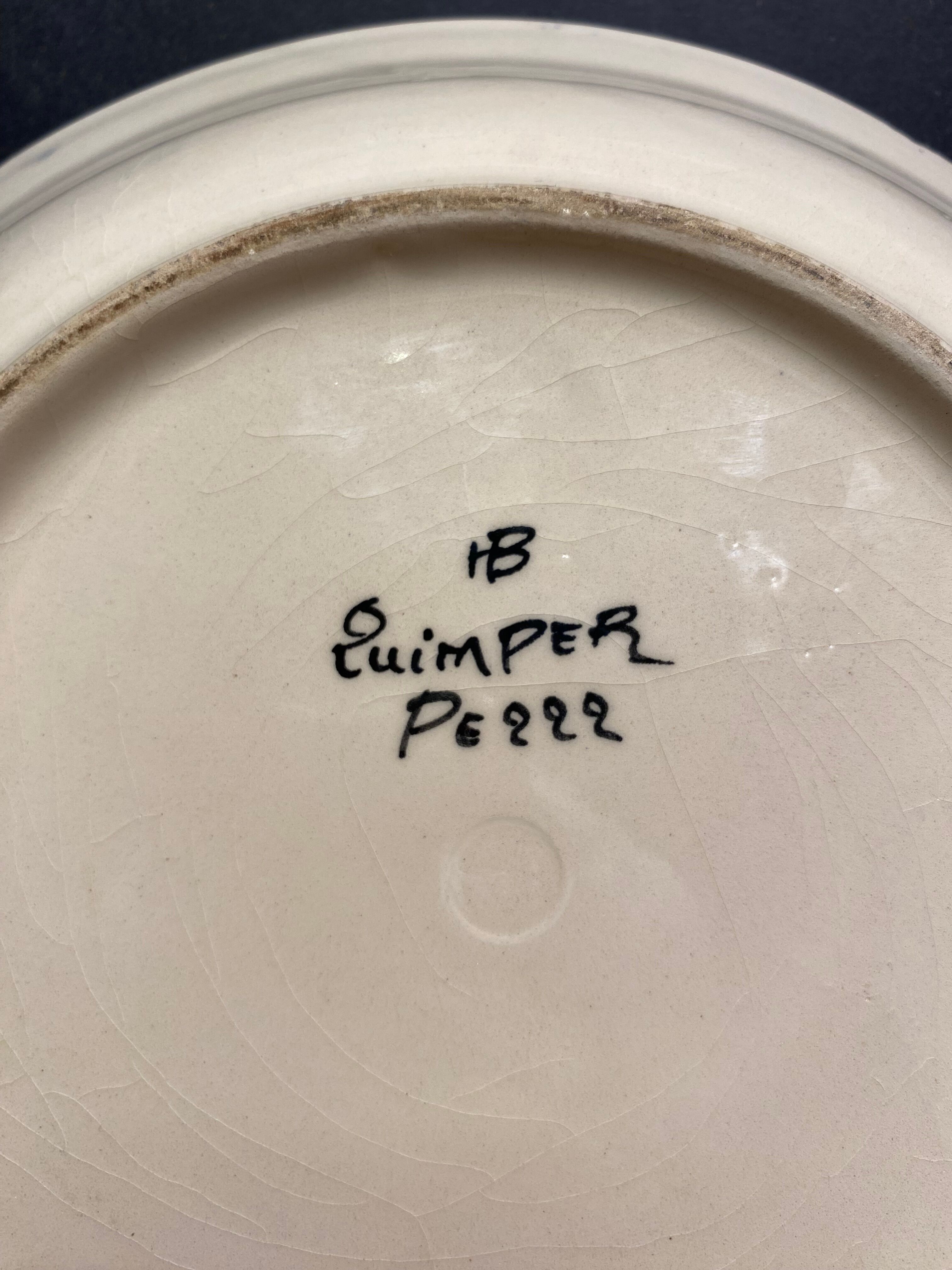 Hollow earthenware dish from Quimper HB