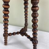 Signed turned wooden tripod stool