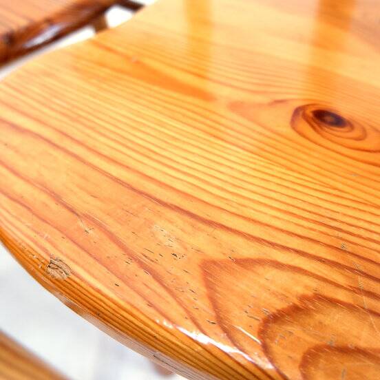 Rainer Daumiller style set of 4 brutalist pine chairs