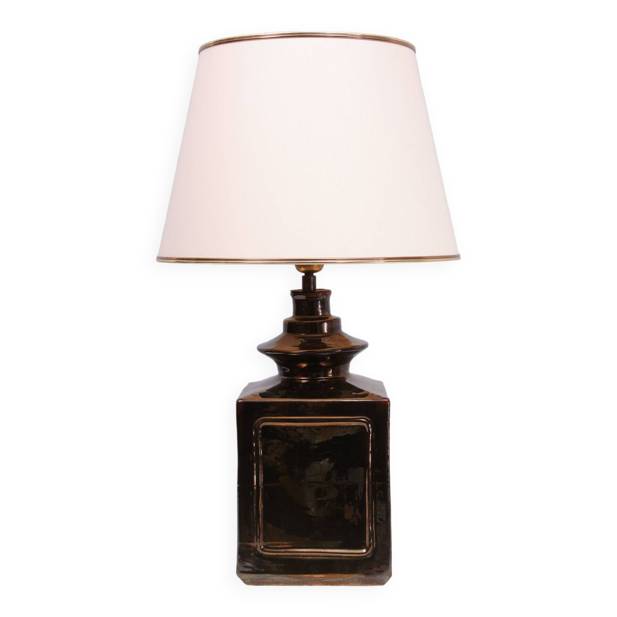 Superb square Ceramic Table lamp 1970s France