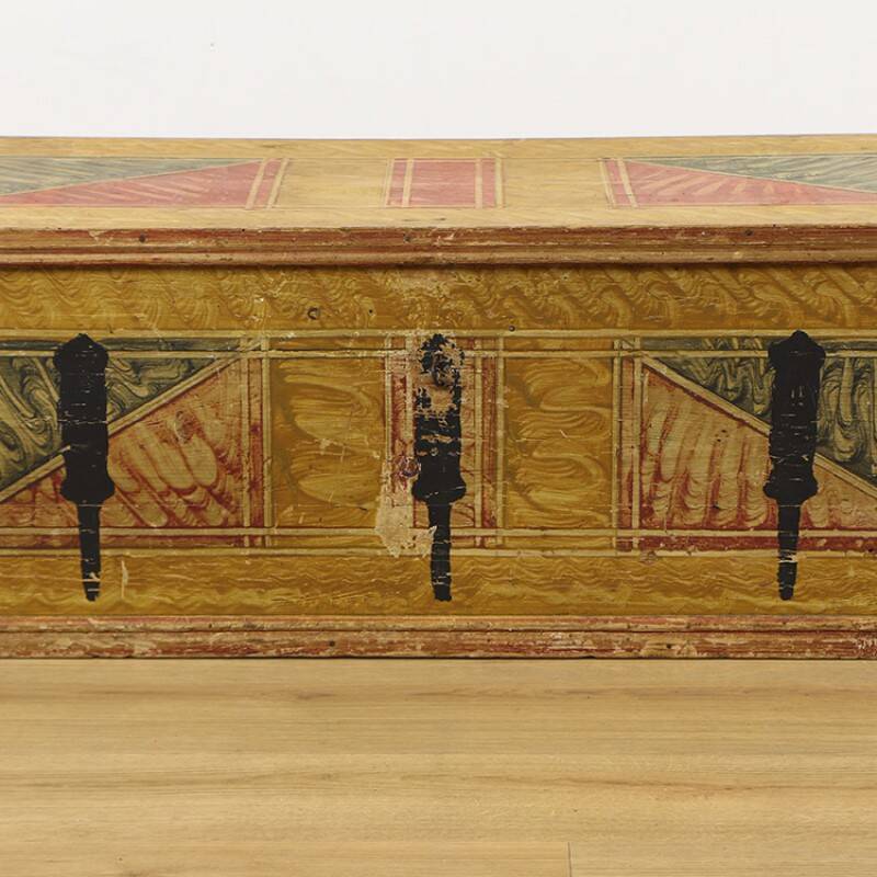 Antique painted folk art wedding chest
