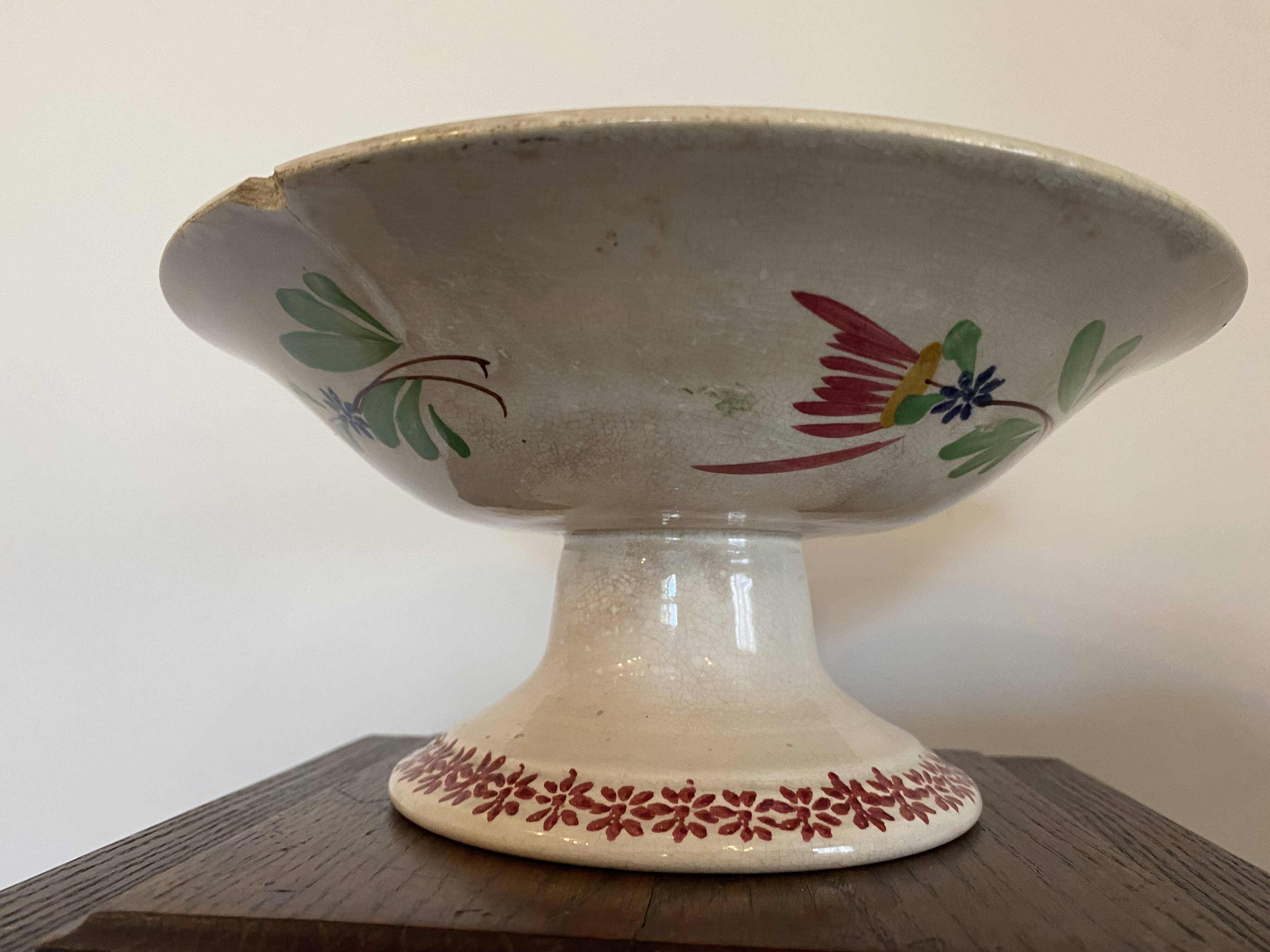 Grigny Terracotta Flowered Compote Dish