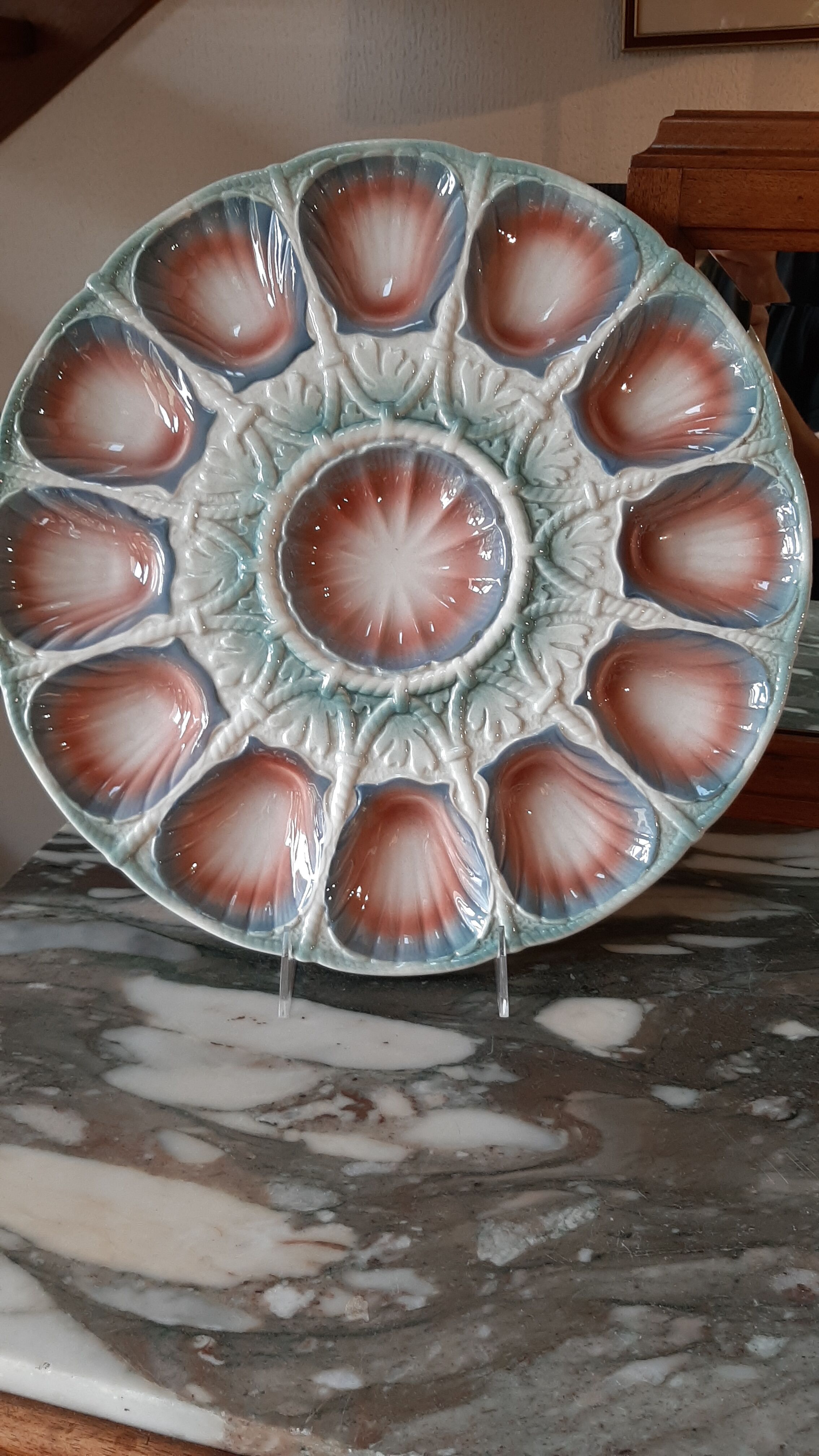 Serving dish 12 oysters in slurry from Digoin Sarreguemines