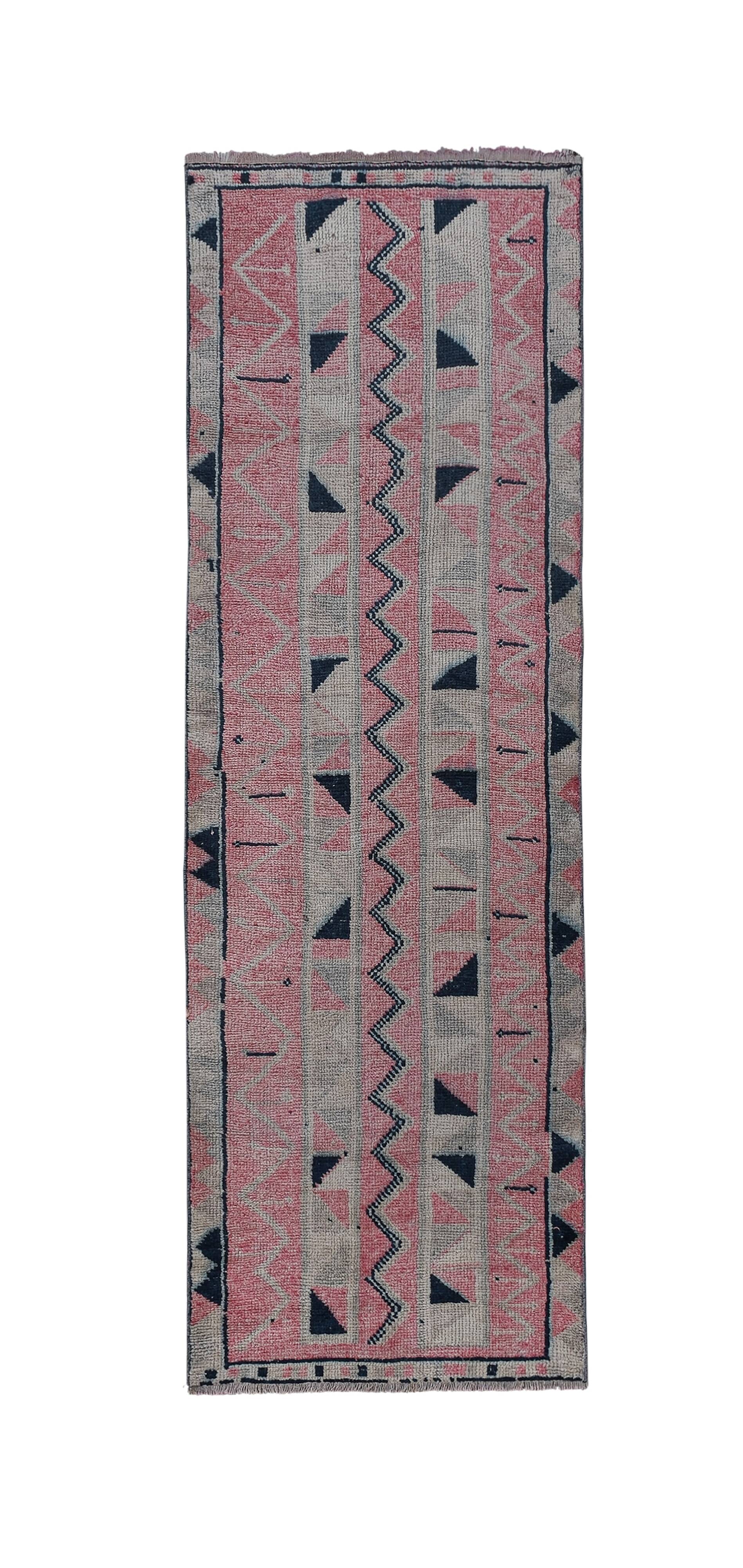 Vintage Turkish Oushak Rug Handwoven 95x300 cm